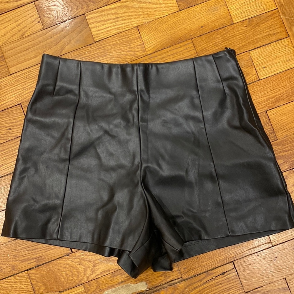 Zara leather shorts